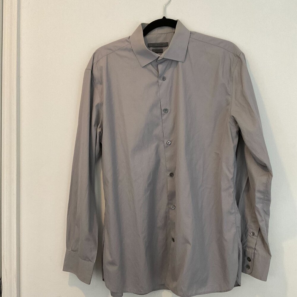 John Varvatos Original Collection Slim Fit Gray Long Sleeve Dress Shirt - Carbon